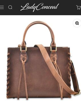 Concealed Carry Emma Leather Satchel Hidden Gun Compartment & Locking Zipper